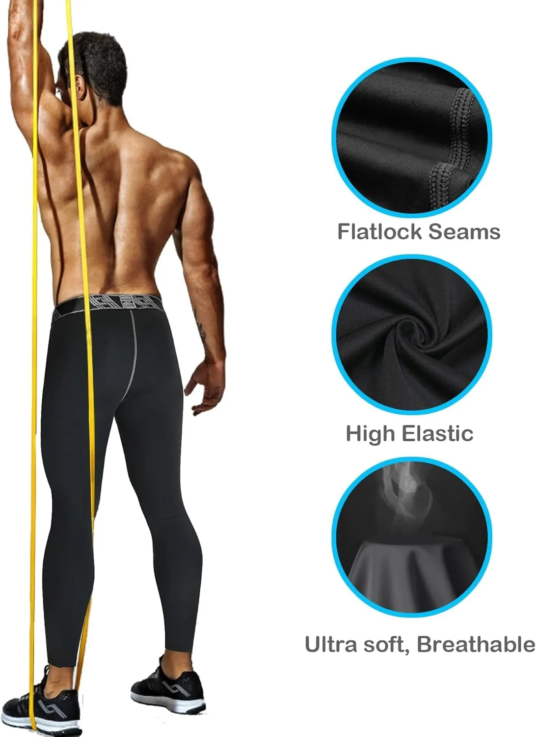 4 Pack Compression Pants Tights Leggings Men, Winter Baselayer for Running Workout Sports Yoga