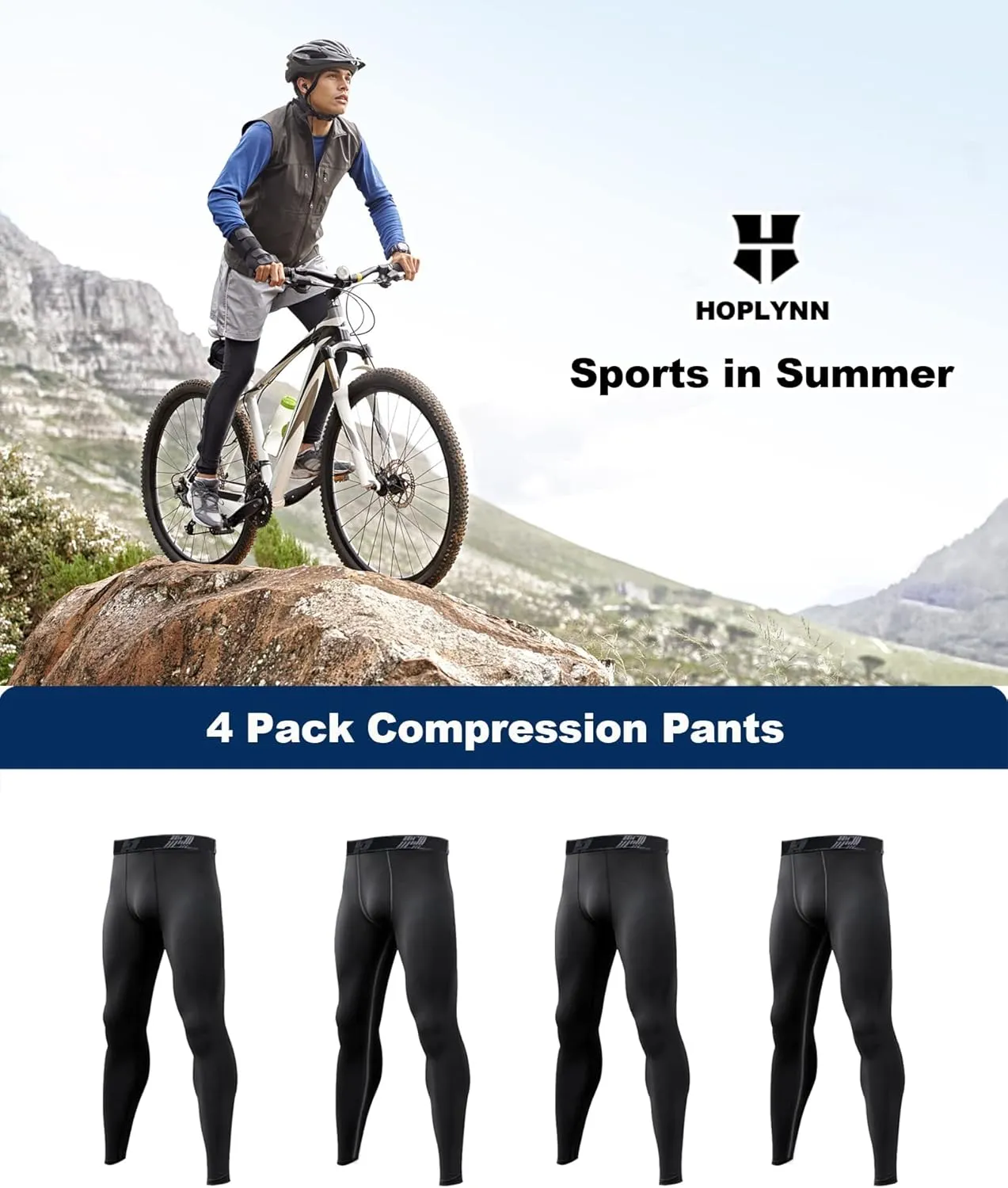 4 Pack Compression Pants Tights Leggings Men, Winter Baselayer for Running Workout Sports Yoga