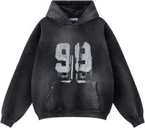 Aelfric Eden Mens Hoodies Graffiti Number 99 Print Hoodie Unisex Y2k Streetwear Oversized Hooded Pullover Pocket Sweatshirt