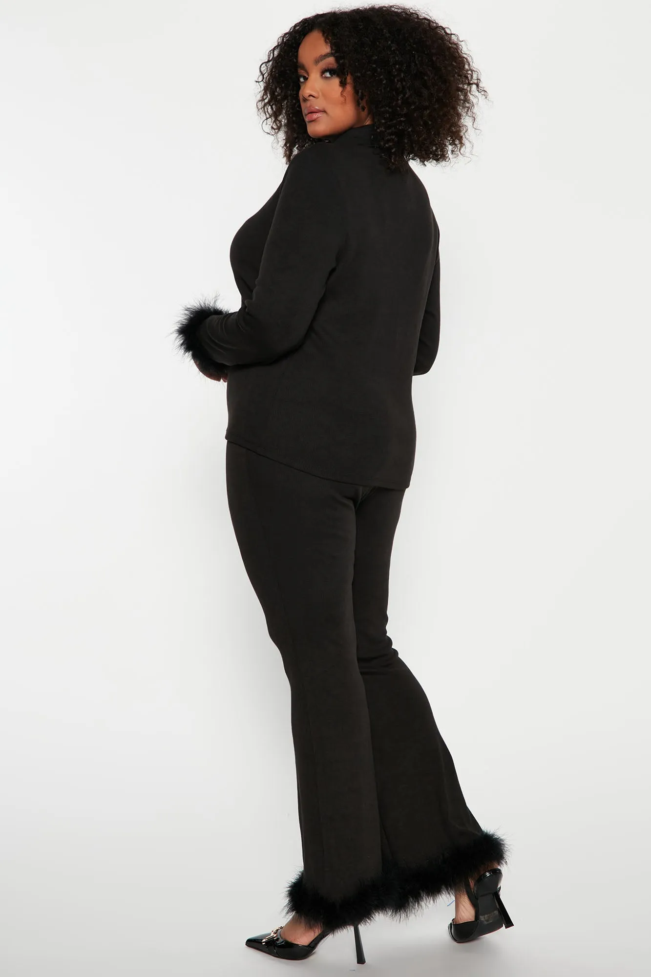 Alaina Ribbed Pant Set - Black