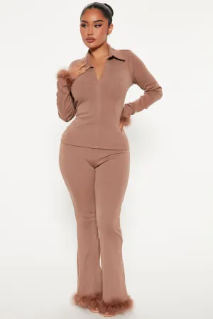Alaina Ribbed Pant Set - Mocha