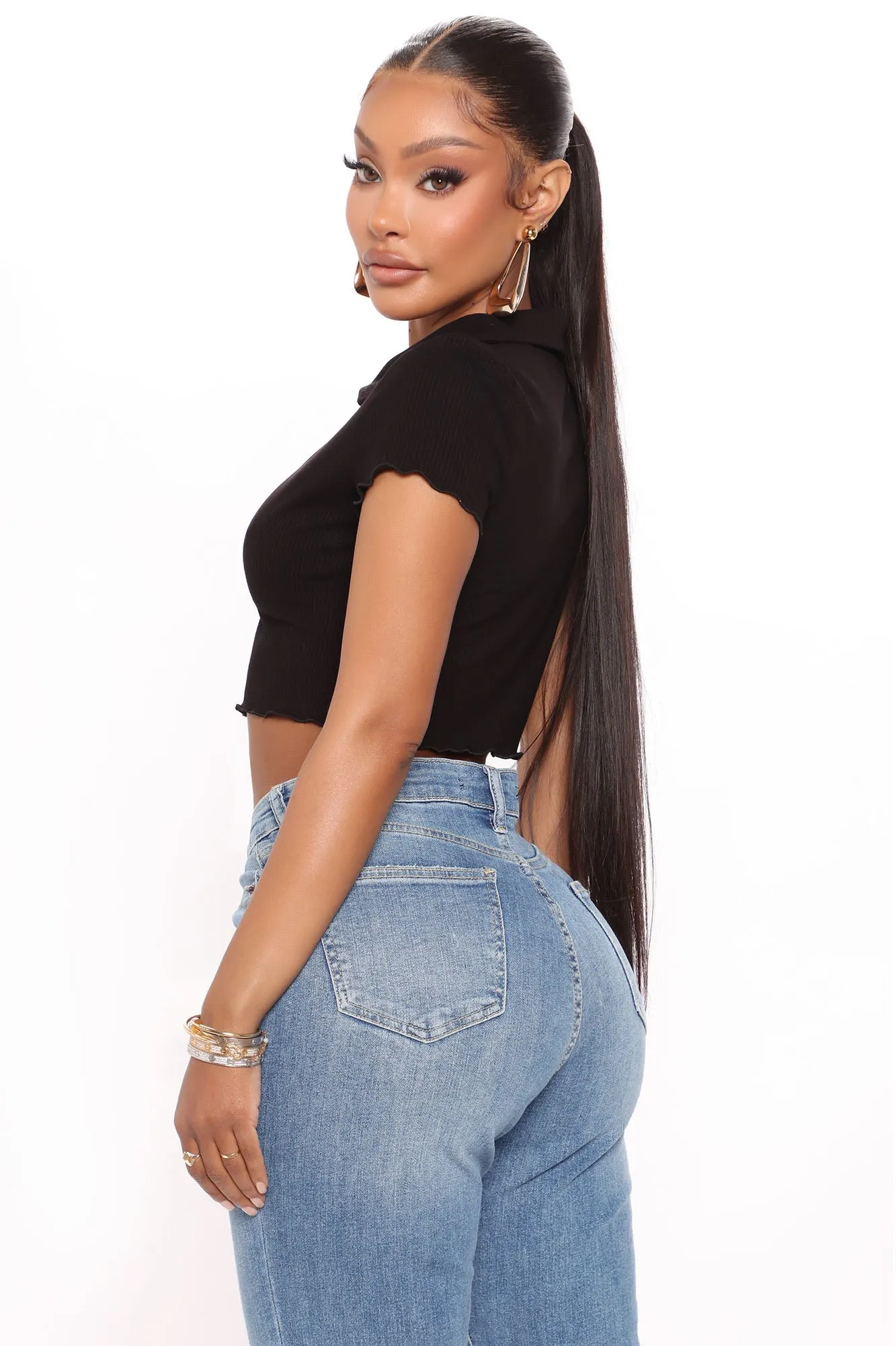 Allison Collared Top - Black