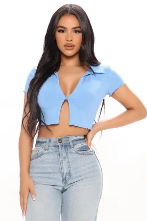 Allison Collared Top - Blue