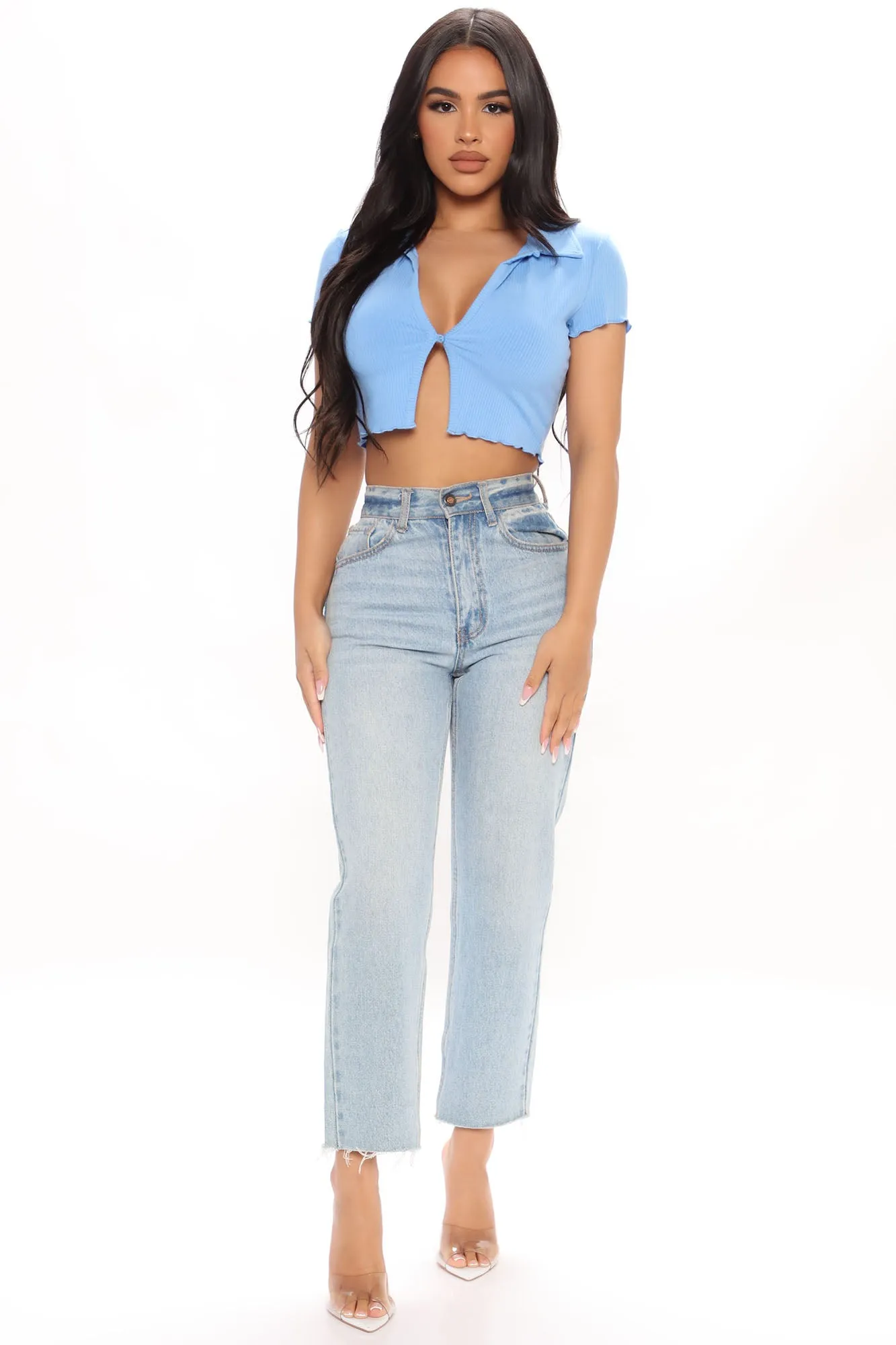 Allison Collared Top - Blue