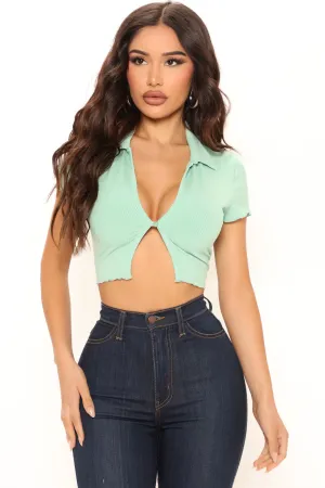 Allison Collared Top - Mint