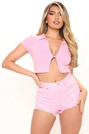 Allison Collared Top - Pink