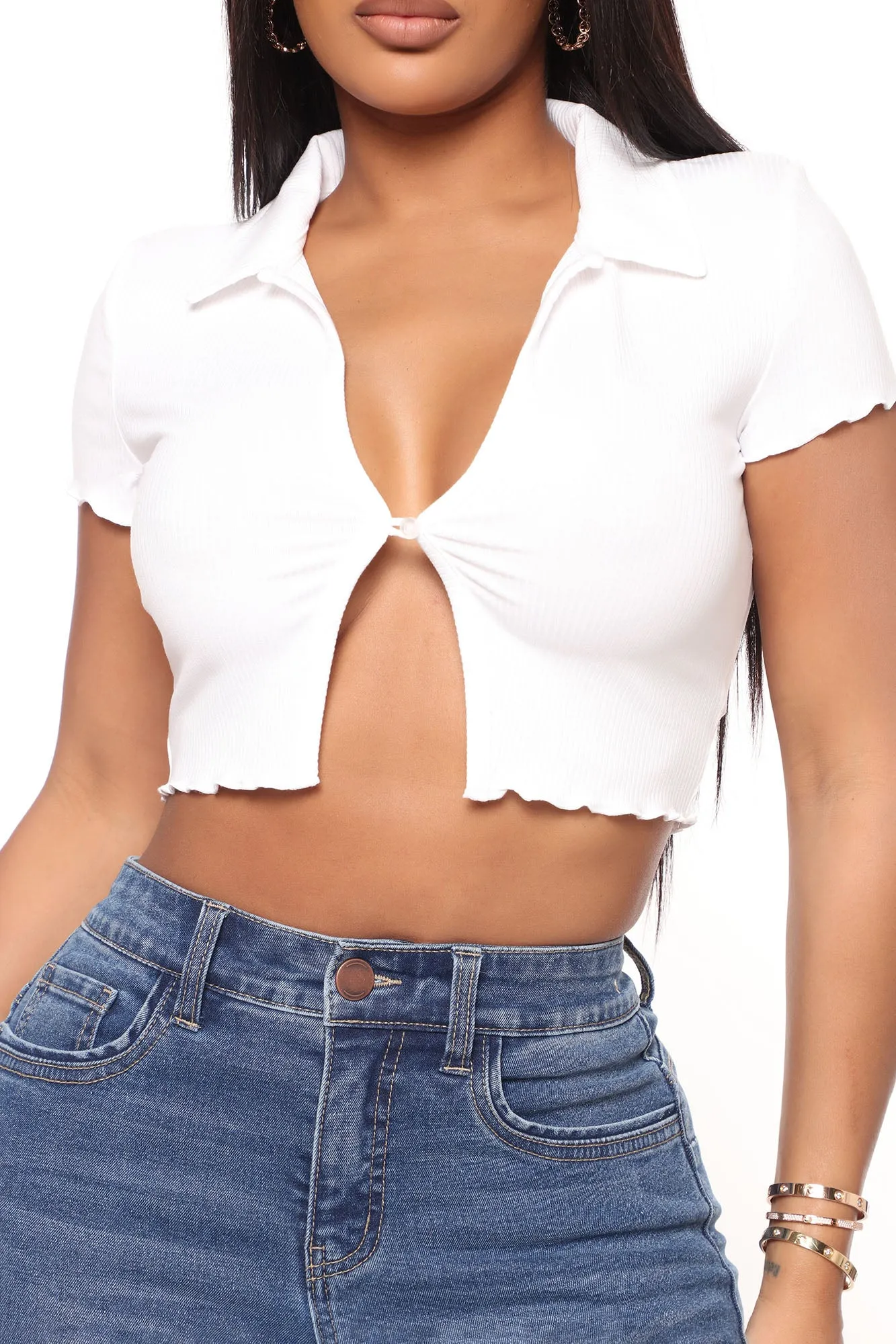 Allison Collared Top - White