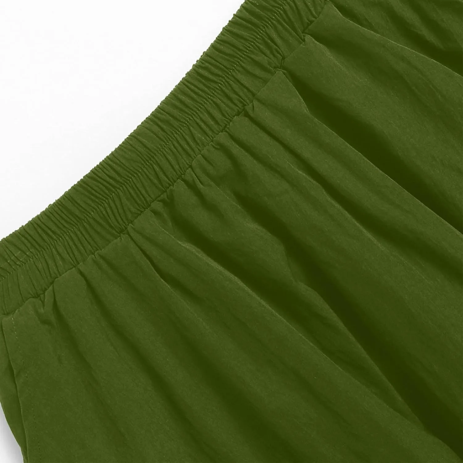 Ankle Length Skirt for Women Summer Beach Casual Elastic High Waisted Maxi Skirt Puff Long Skirts with Pockets