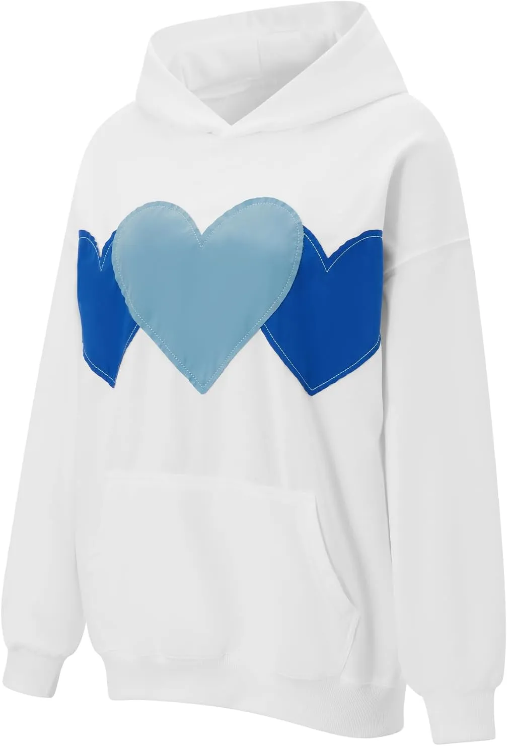 Argeousgor Women's Fall Loose Hoodies Heart Applique Long Sleeve Hood Pullover with Kangaroo Pocket