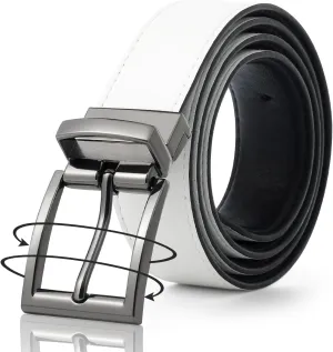 AWAYTR Reversible Leather Belt for Women - Two Color-in-One Belt for Women Men Belt with Rotated Buckle for Jeans Dress