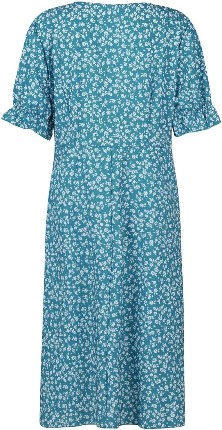 Beach Dresses for Women,2025 Summer Trendy Elegant V Neck Floral Boho Dress,Flowy Ruched Hawaiian Maxi Dress