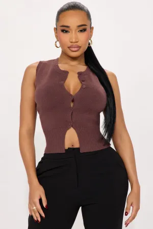 Being Cute Sweater Top - Brown