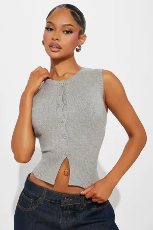 Being Cute Sweater Top - Heather Grey
