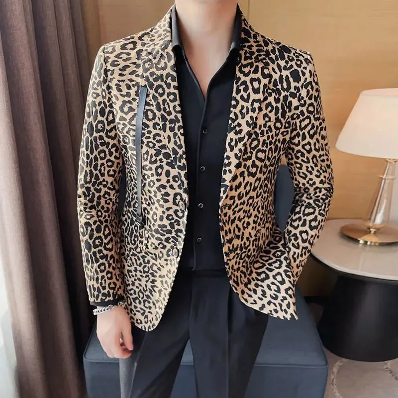 Bonsir Man Business Suits and Blazers Double Breasted Dress Jacket for Men Printed Stamp Classic Spring Clothes Handsome Clothing Coats