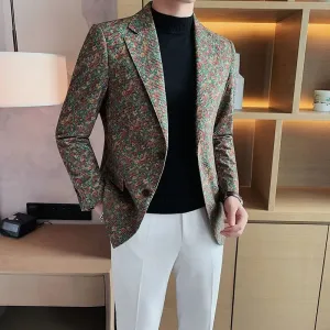 Bonsir Man Business Suits and Blazers Double Breasted Dress Jacket for Men Printed Stamp Classic Spring Clothes Handsome Clothing Coats
