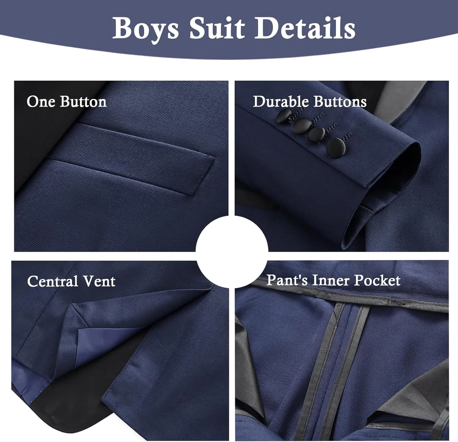 Boys Slim Fit Suits Formal Tuxedo 4 Piece Kids Dresswear Outfits with Vest Pants Jacket Bowtie Sets for Weddding