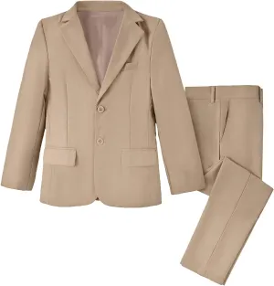 Boys' Suits 2-Piece Formal Slim Fit Suit Set for Boys Wedding Ring Bearer Outfit with Blazer and Pants