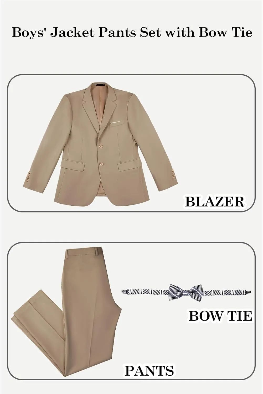 Boys' Suits 2-Piece Formal Slim Fit Suit Set for Boys Wedding Ring Bearer Outfit with Blazer and Pants