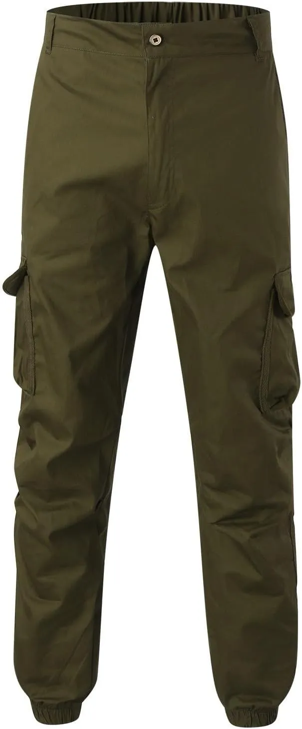 Cargo Pants for Men Big Tall Cotton Casual Cargo Work Pants Baggy Joggers Athletic Pants Loose Straight Sweatpants
