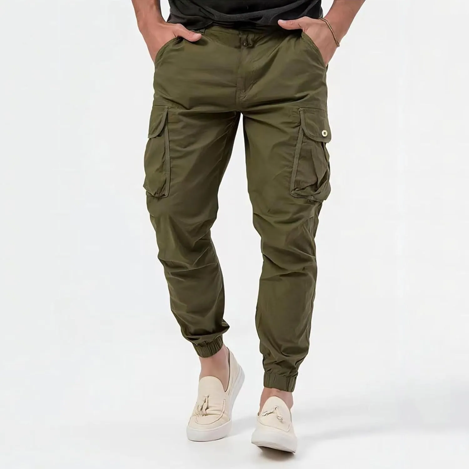 Cargo Pants for Men Big Tall Cotton Casual Cargo Work Pants Baggy Joggers Athletic Pants Loose Straight Sweatpants