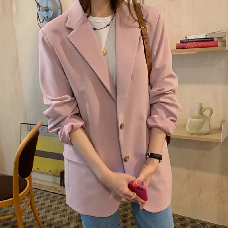 Christmas Gift Joskaa Classic Solid Single-breasted Women Blazer Office Ladies Suit Jacket Spring Female Outwear blaser femininas 2020