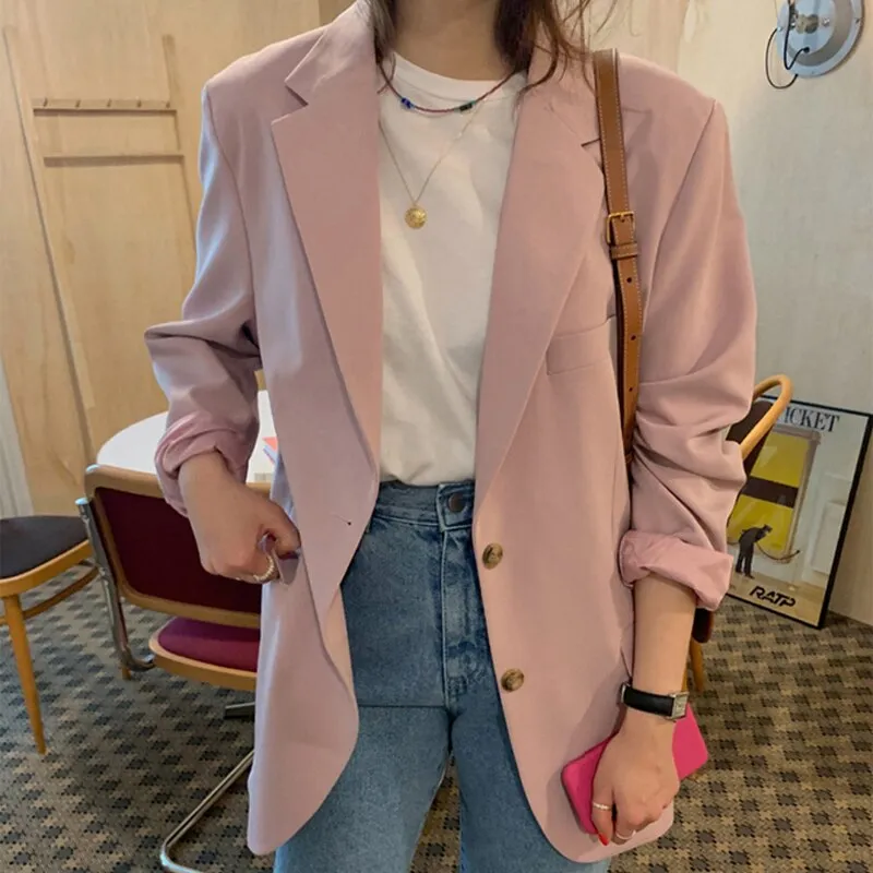 Christmas Gift Joskaa Classic Solid Single-breasted Women Blazer Office Ladies Suit Jacket Spring Female Outwear blaser femininas 2020