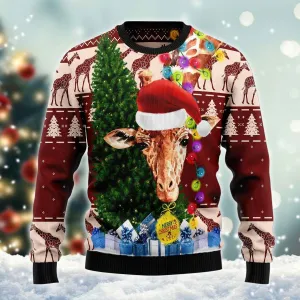 Christmas Lights Giraffe Lover Funny Ugly Sweater