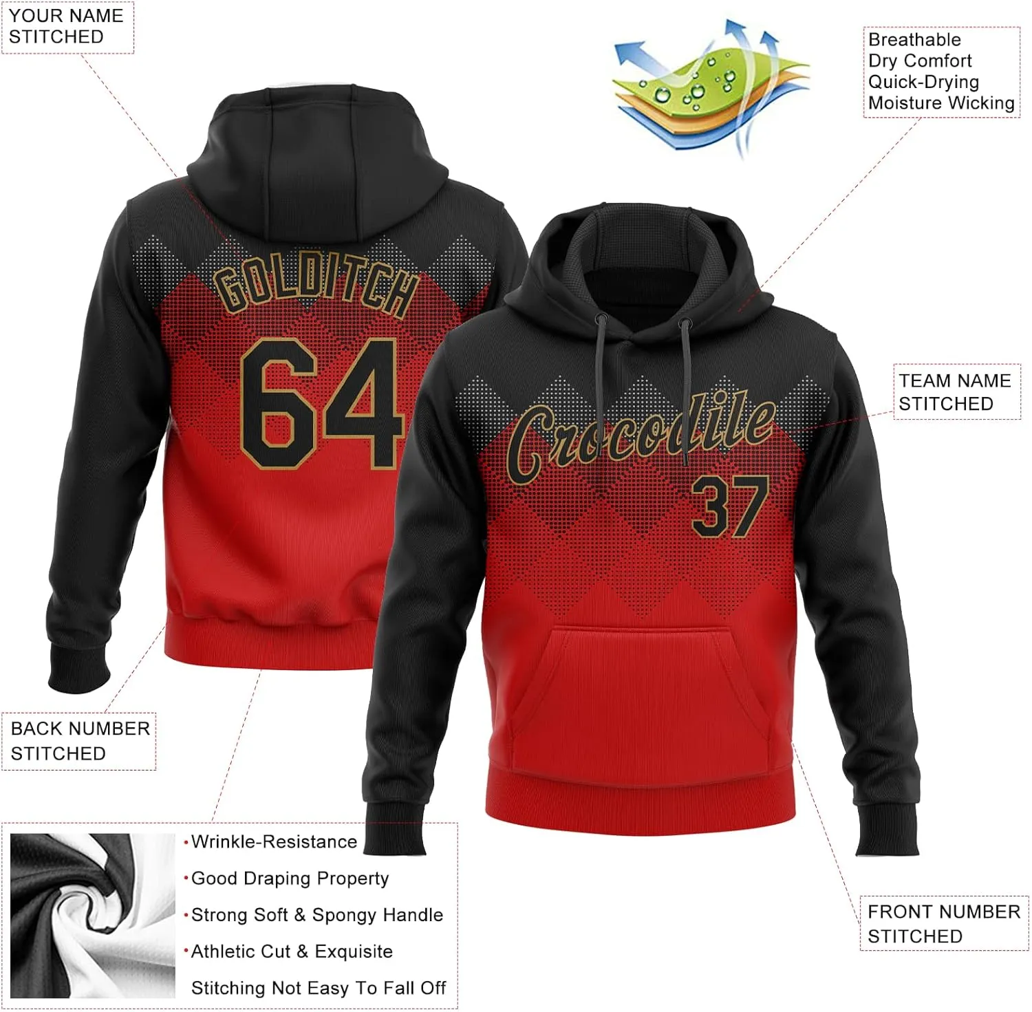 Custom Gradient Baseball Hoodies Personalized Stitched Name Number Design Your Own Team Pullover Sweatshirts