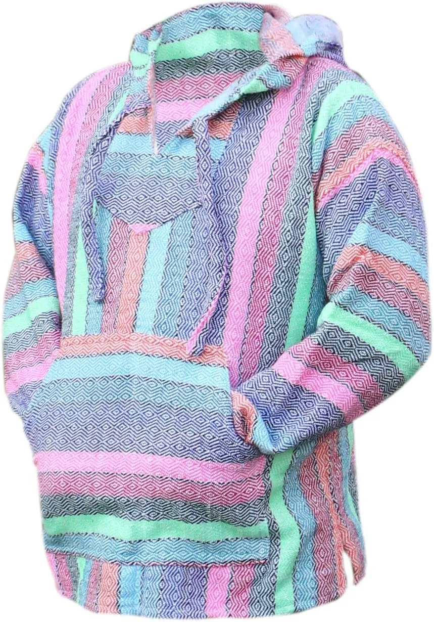 Del Mex Mexican Baja Hoodie Sweatshirt Pullover Jerga Surf Poncho Drug Rug