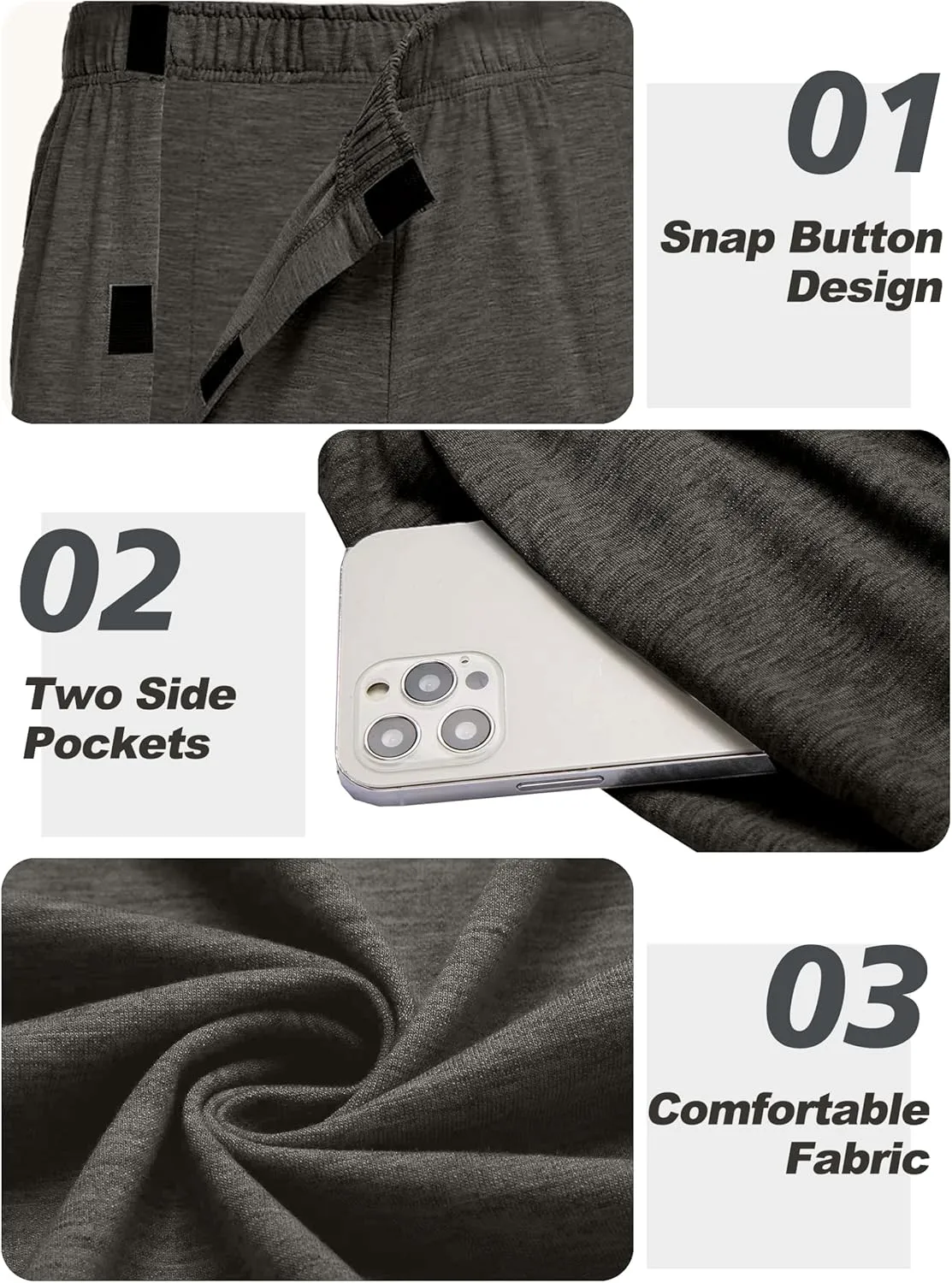 Deyeek Men's Post Surgery Pants Loose Fit Side Snap Tear Away Pants for Men Open Bottom Breakaway Sweatpants with Pockets