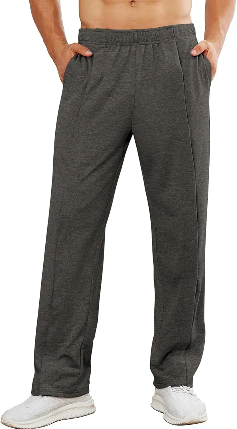 Deyeek Men's Post Surgery Pants Loose Fit Side Snap Tear Away Pants for Men Open Bottom Breakaway Sweatpants with Pockets