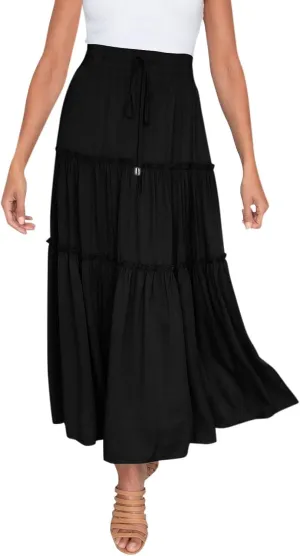 Drawstring Womens Skirt High Rise Ruched Skirts Ruffle Boho Pleated Waist Summer for Women 2023 Casual Cute Robe
