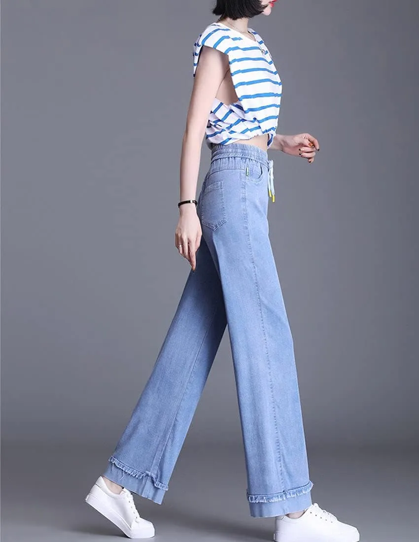ebossy Women's Casual High Waist Korean Lyocell Harem Pants Cropped Trousers