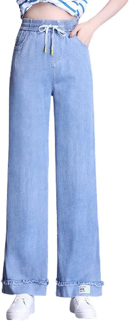 ebossy Women's Casual High Waist Korean Lyocell Harem Pants Cropped Trousers