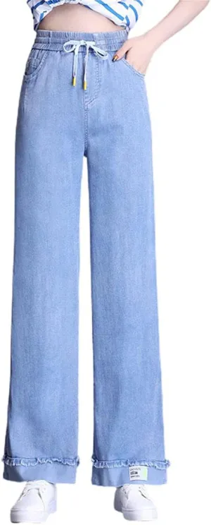 ebossy Women's Casual High Waist Korean Lyocell Harem Pants Cropped Trousers