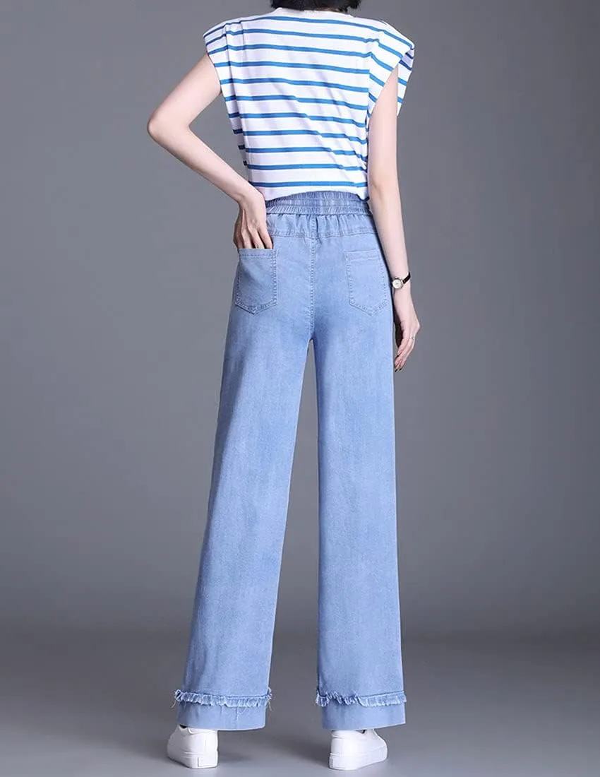 ebossy Women's Casual High Waist Korean Lyocell Harem Pants Cropped Trousers