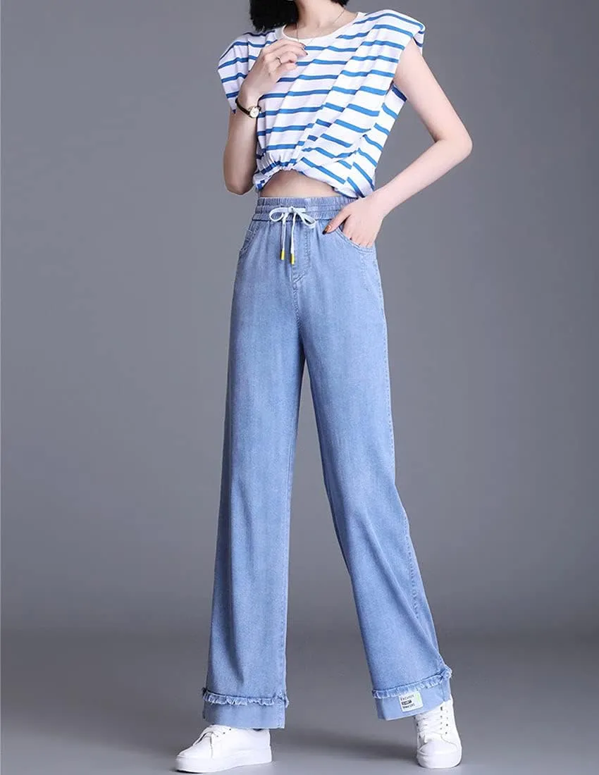 ebossy Women's Casual High Waist Korean Lyocell Harem Pants Cropped Trousers