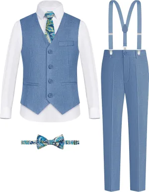 ELPA ELPA Boys' Formal Suit Set, with Suspenders, Adjustable Waist, from Toddlers to Teen