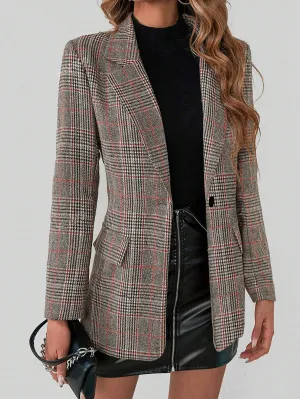 EMARIS | Elegant Checked Blazer with Long Sleeves
