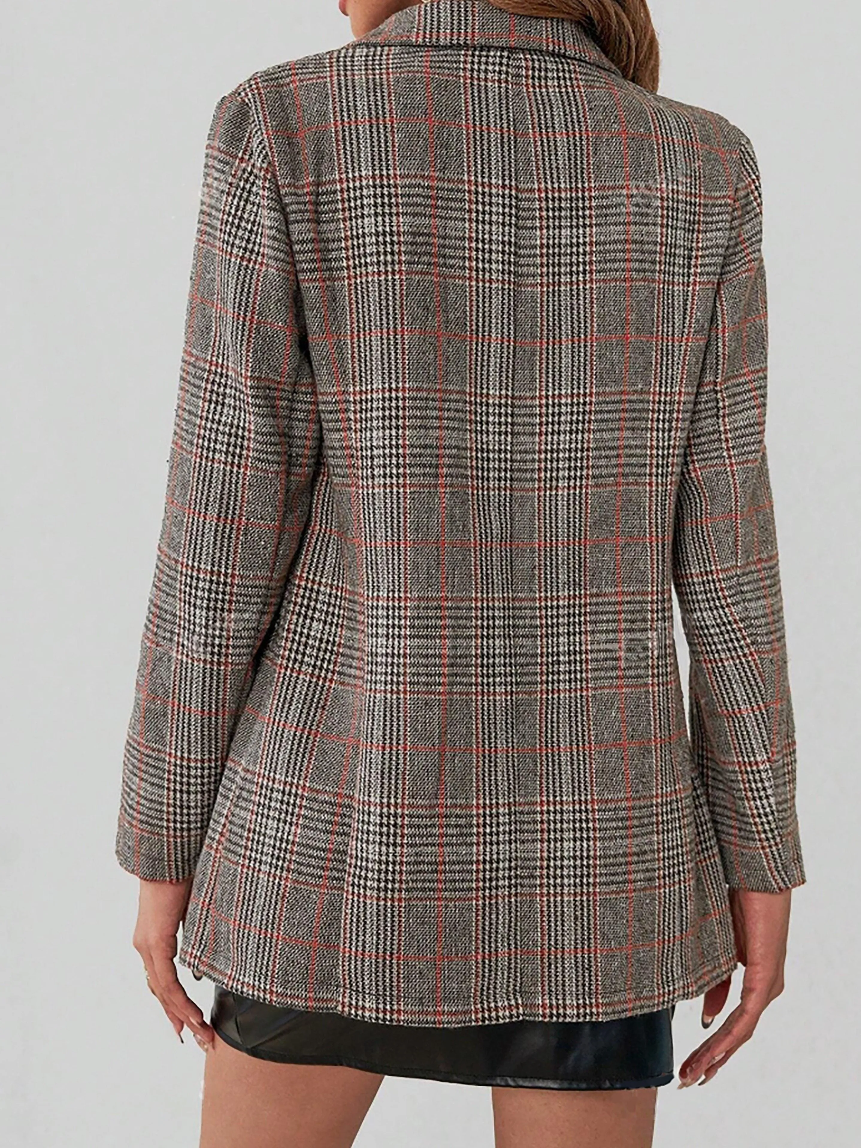EMARIS | Elegant Checked Blazer with Long Sleeves