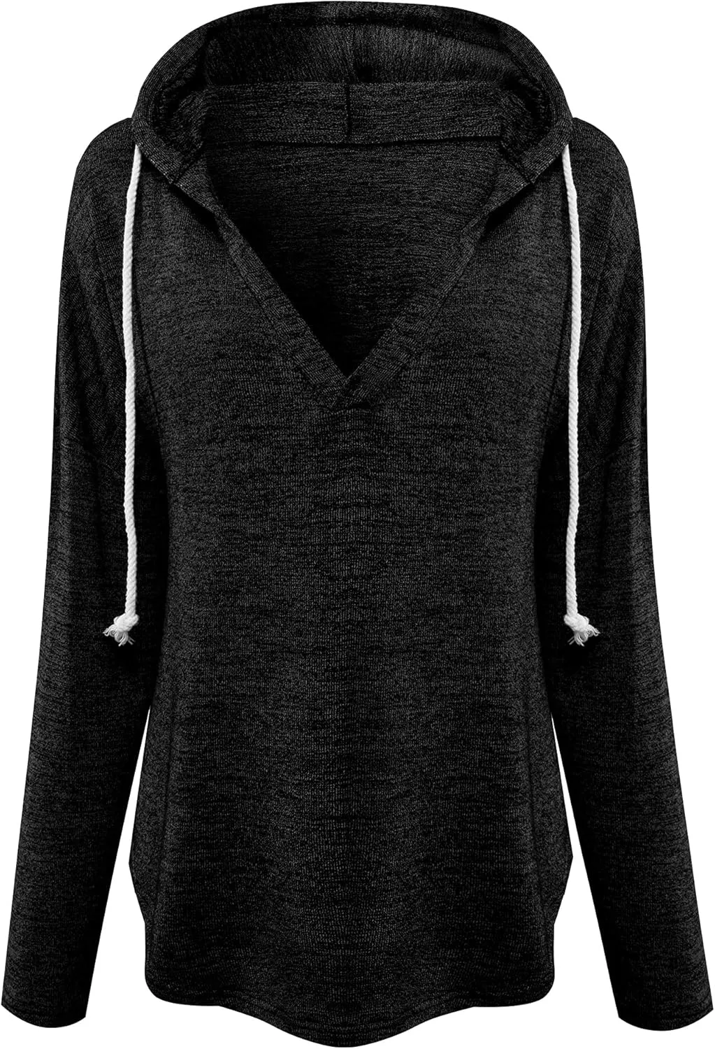 Ezcosplay Women Deep V Neck Solid Pullover Drawstring Loose Sweatshirt Hoodies