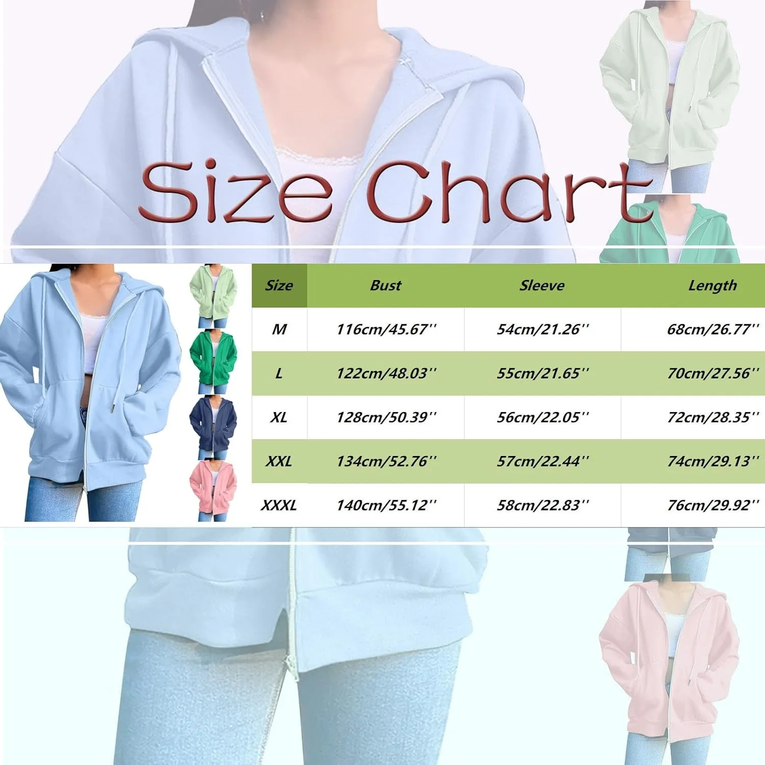 Fenleo Womens Zip Up Hoodies Long Sleeve Oversized Sweatshirts Fall Outfits Pockets Patchwork Hoodie for Women