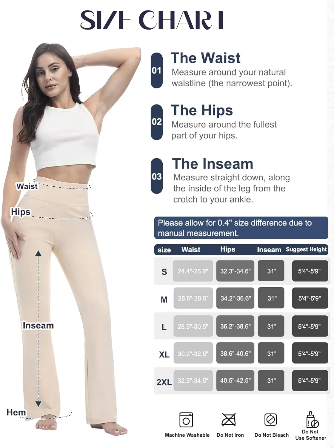 Flare Leggings for Women, Stretchy High Waisted Bootcut Workout Yoga Pants Tummy Control Butt Lift Bell Bottom Jeans