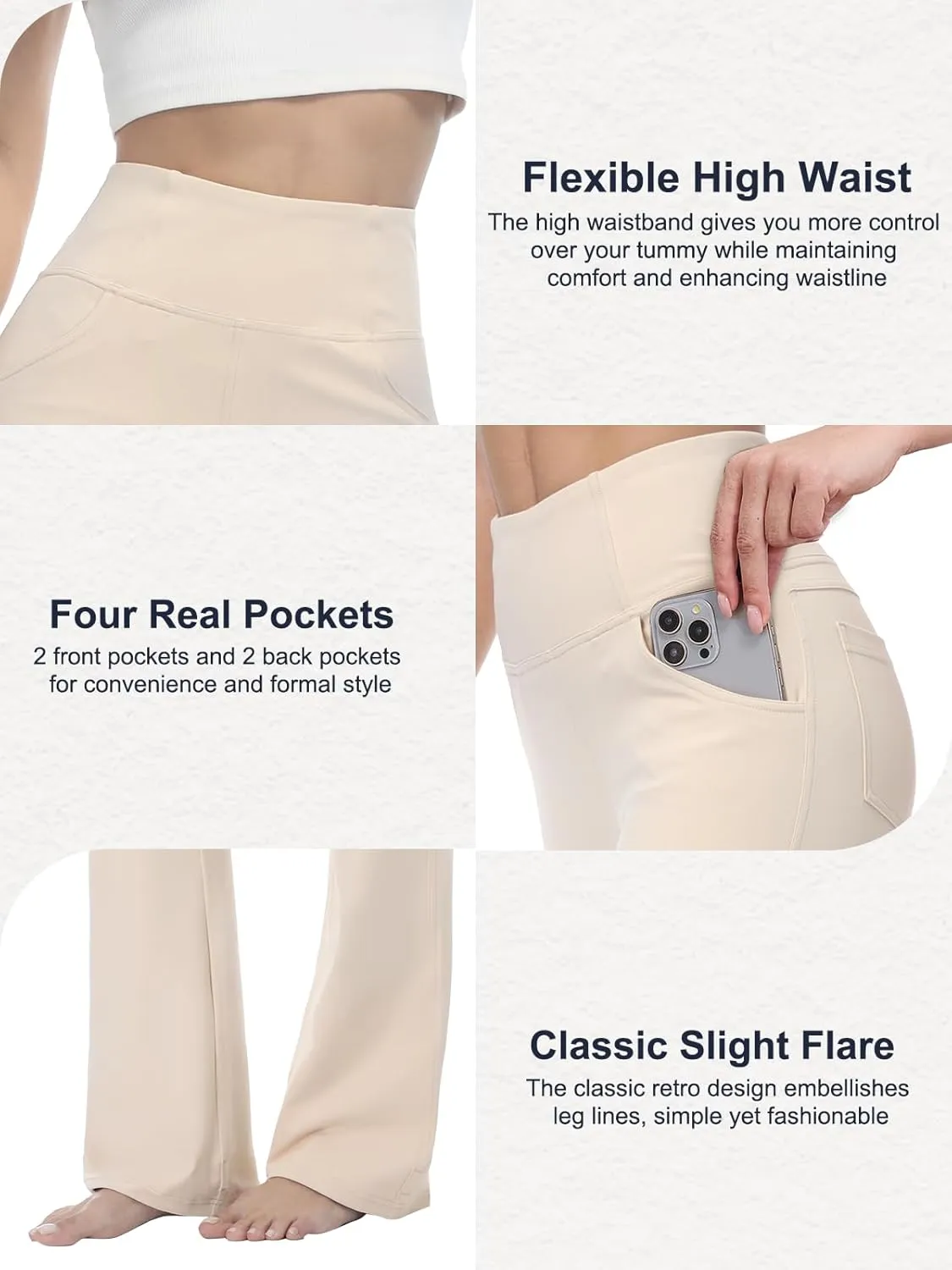 Flare Leggings for Women, Stretchy High Waisted Bootcut Workout Yoga Pants Tummy Control Butt Lift Bell Bottom Jeans