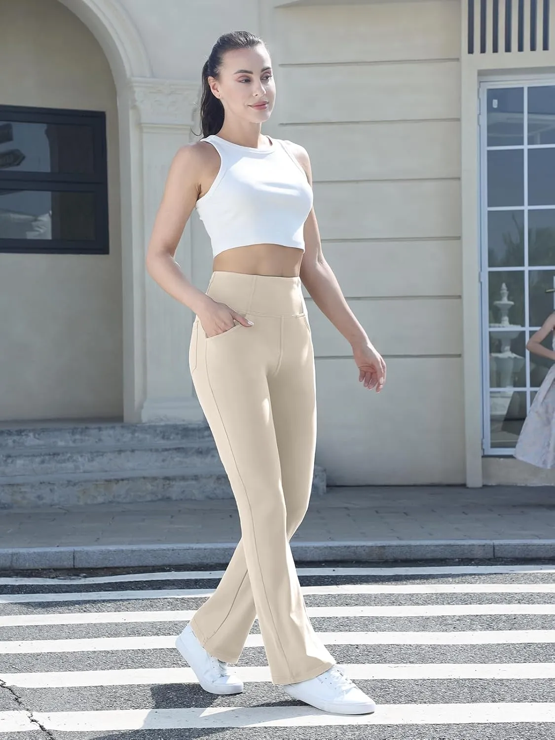 Flare Leggings for Women, Stretchy High Waisted Bootcut Workout Yoga Pants Tummy Control Butt Lift Bell Bottom Jeans