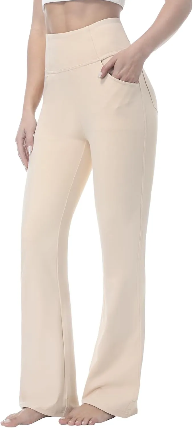 Flare Leggings for Women, Stretchy High Waisted Bootcut Workout Yoga Pants Tummy Control Butt Lift Bell Bottom Jeans