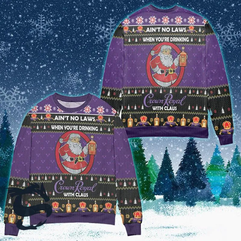 Funny When Youre Drinking Crown Royal With Santa Claus Ugly Sweater
