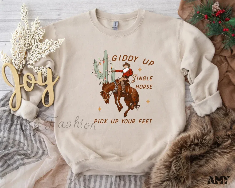 Giddy Up Jingle Horse Christmas Hoodie