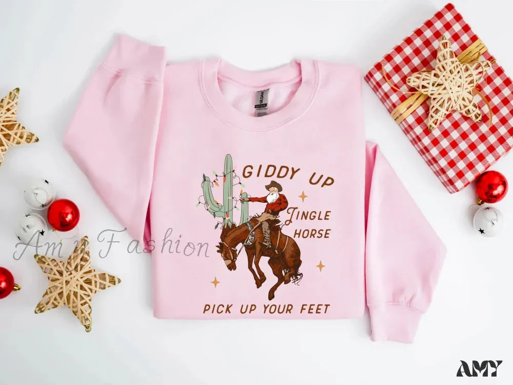 Giddy Up Jingle Horse Christmas Hoodie