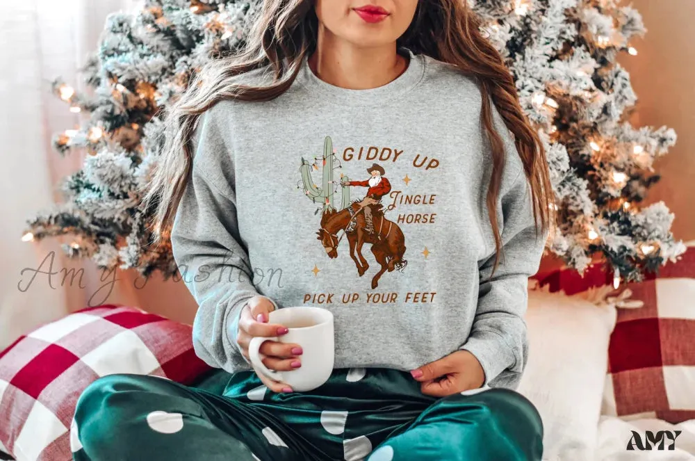 Giddy Up Jingle Horse Christmas Hoodie
